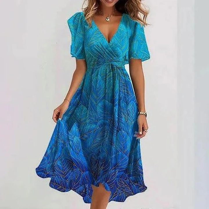 Women's Floral Midi Dress with Ruffle Sleeves - photo 4