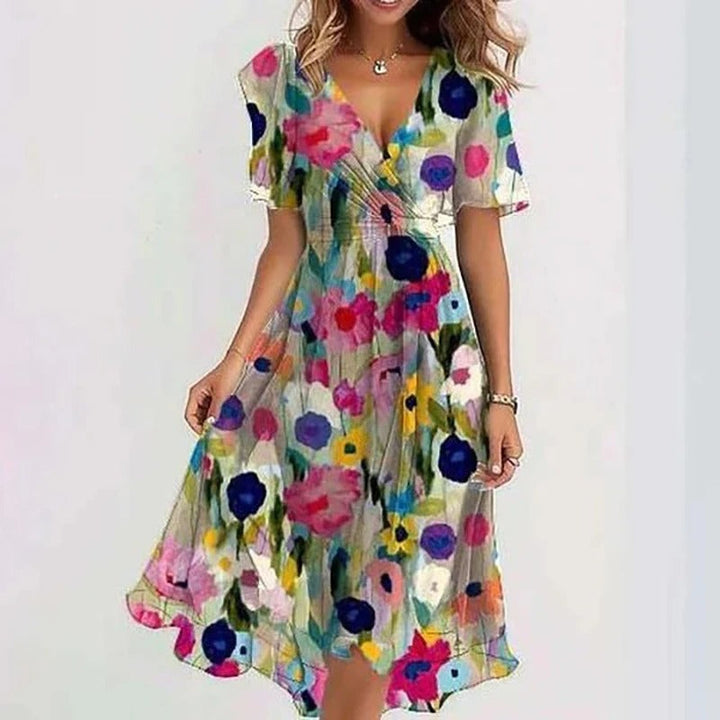 Women's Floral Midi Dress with Ruffle Sleeves - photo 8