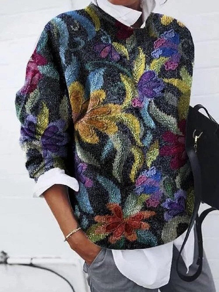 Women's Floral Print Jumper in Soft Knit - photo 1