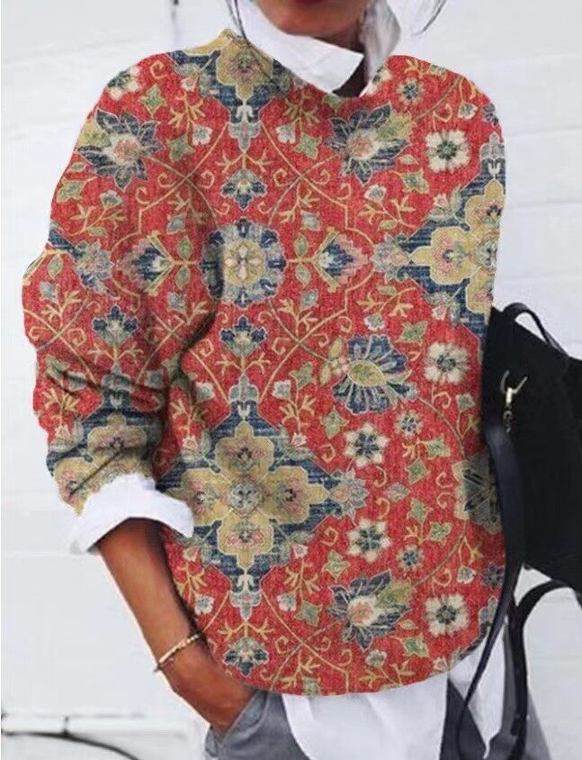 Women's Floral Print Jumper in Soft Knit - photo 8