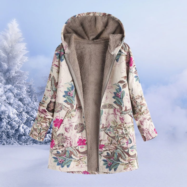 Women's Floral Print Winter Parka with Fleece Lining - photo 1