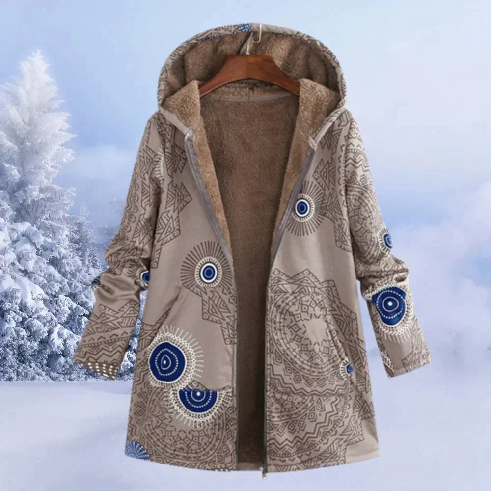 Women's Floral Print Winter Parka with Fleece Lining - photo 10