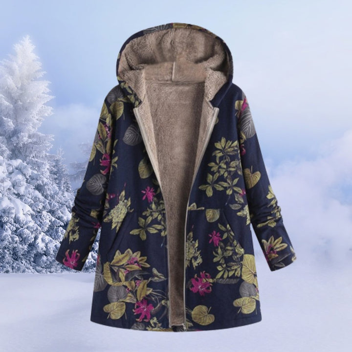 Women's Floral Print Winter Parka with Fleece Lining - photo 4