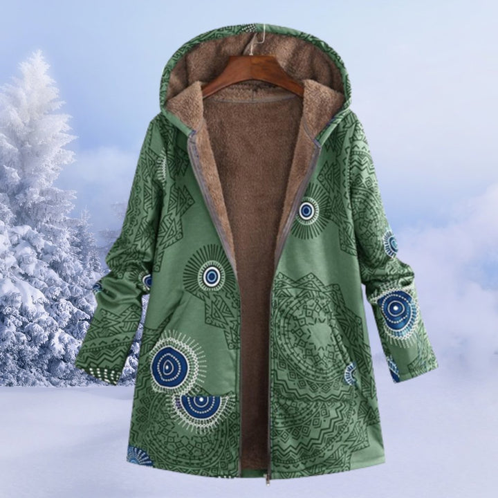 Women's Floral Print Winter Parka with Fleece Lining - photo 5