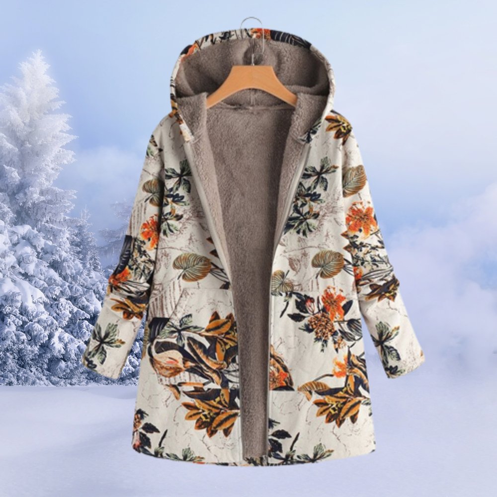 Women's Floral Print Winter Parka with Fleece Lining - photo 6
