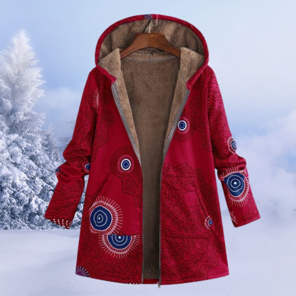 Women's Floral Print Winter Parka with Fleece Lining - photo 7
