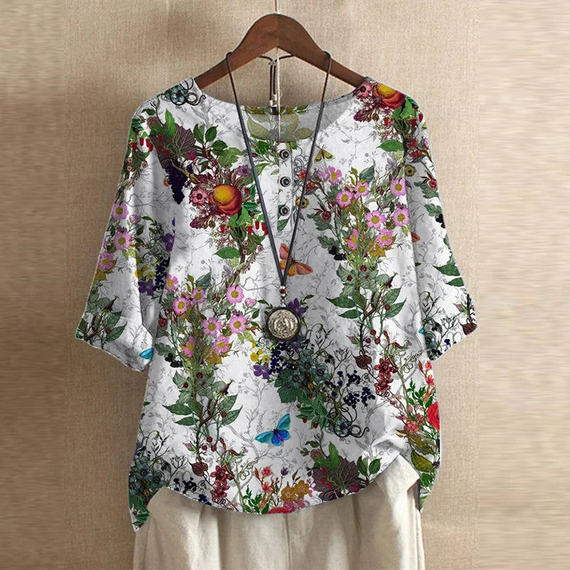 Women's Flowing Printed Blouse for Summer