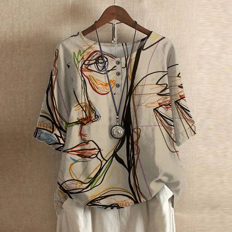 Women's Flowing Printed Blouse for Summer