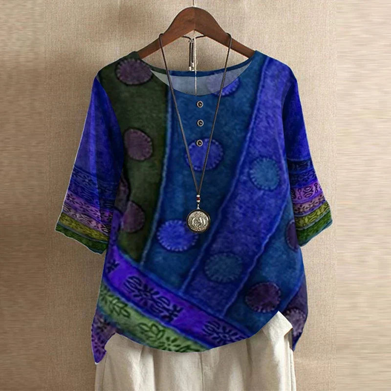 Women's Flowing Printed Blouse for Summer
