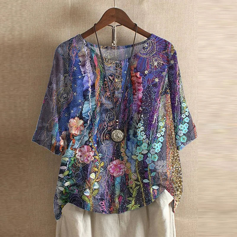 Women's Flowing Printed Blouse for Summer