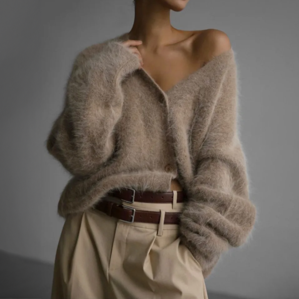 Women's Fluffy Oversized Knit Cardigan - photo 2