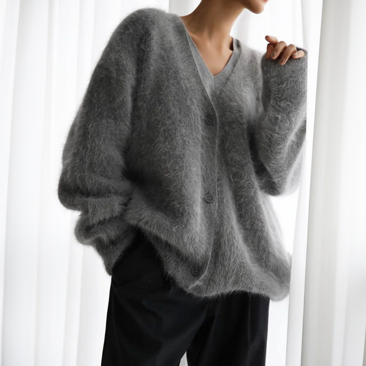 Women's Fluffy Oversized Knit Cardigan - photo 3
