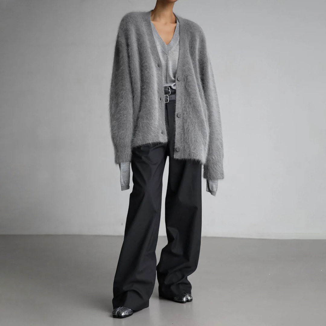 Women's Fluffy Oversized Knit Cardigan - photo 4