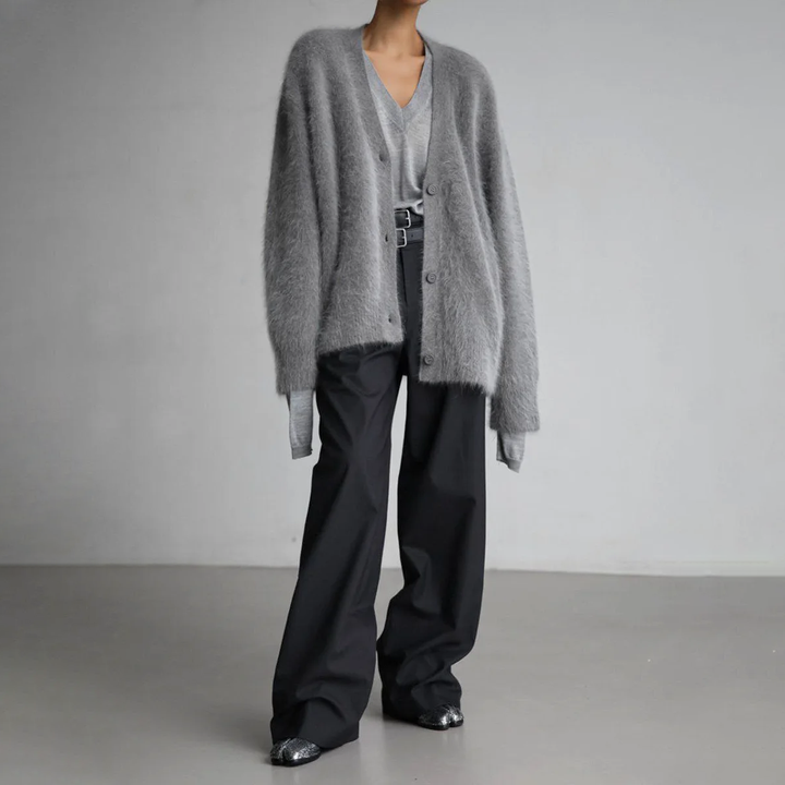 Women's Fluffy Oversized Knit Cardigan - photo 4