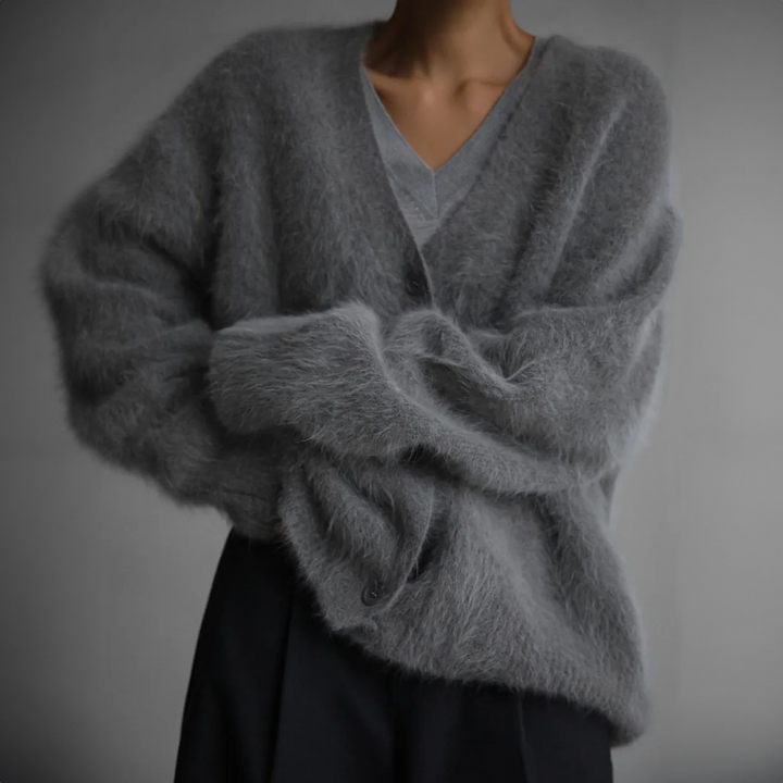 Women's Fluffy Oversized Knit Cardigan - photo 5