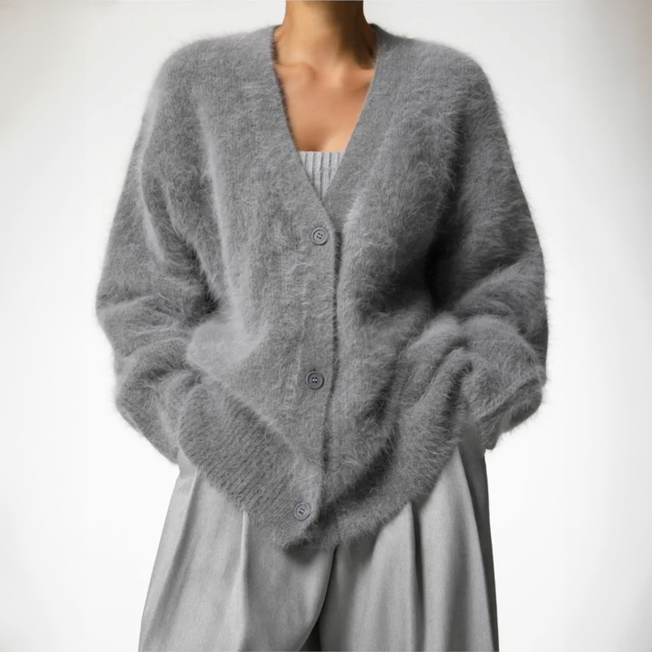Women's Fluffy Oversized Knit Cardigan - photo 6