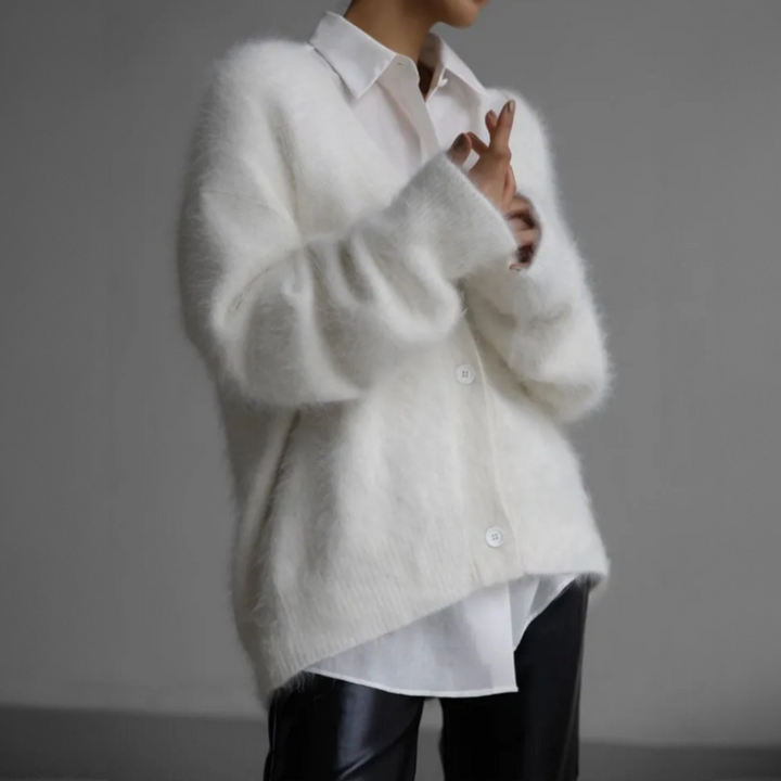 Women's Fluffy Oversized Knit Cardigan - photo 7