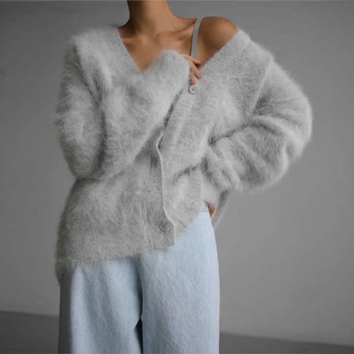 Women's Fluffy Oversized Knit Cardigan - photo 8