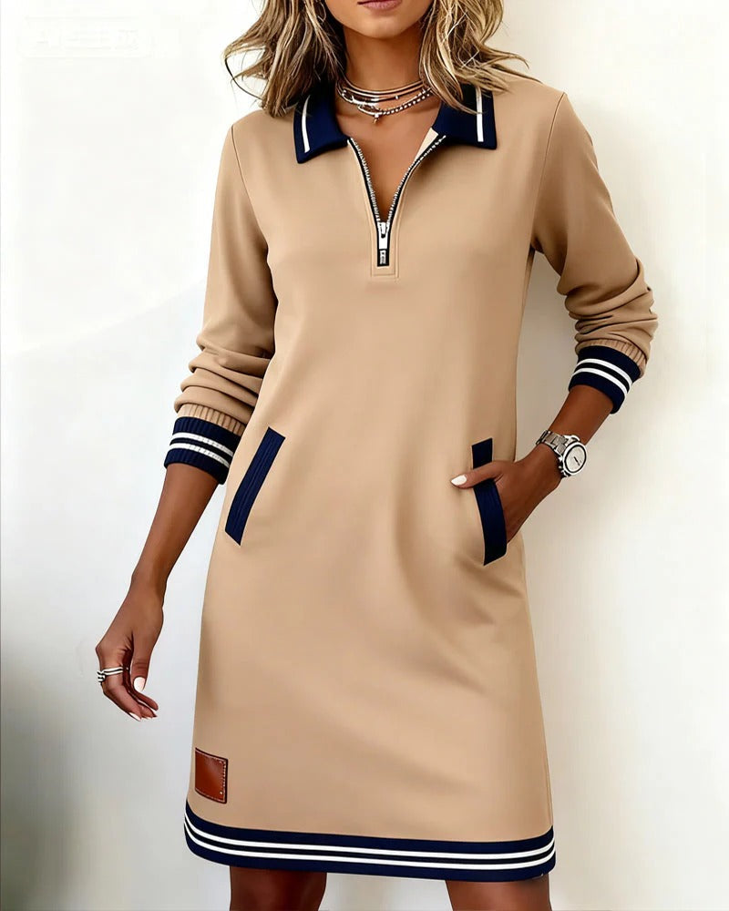 Women's Half Zip Polo Dress with Pockets - photo 5