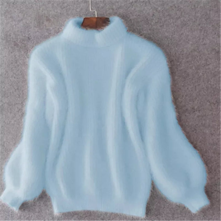 Women's High Neck Jumper with Puff Sleeves - photo 1