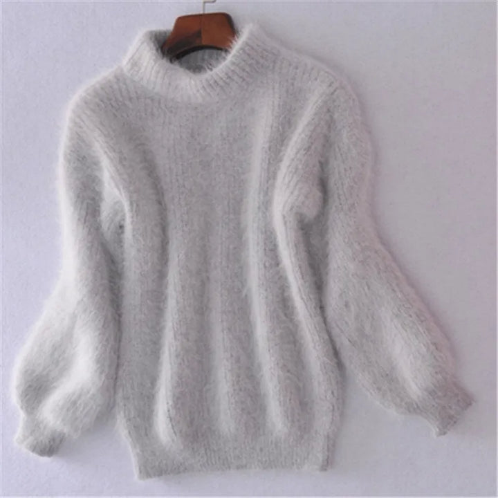 Women's High Neck Jumper with Puff Sleeves - photo 4