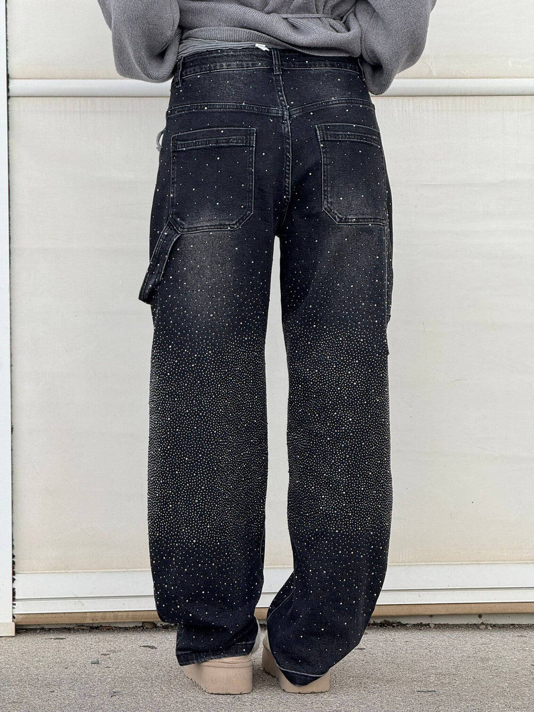 Women's High Waisted Cargo Jeans with Diamante Detail - photo 10