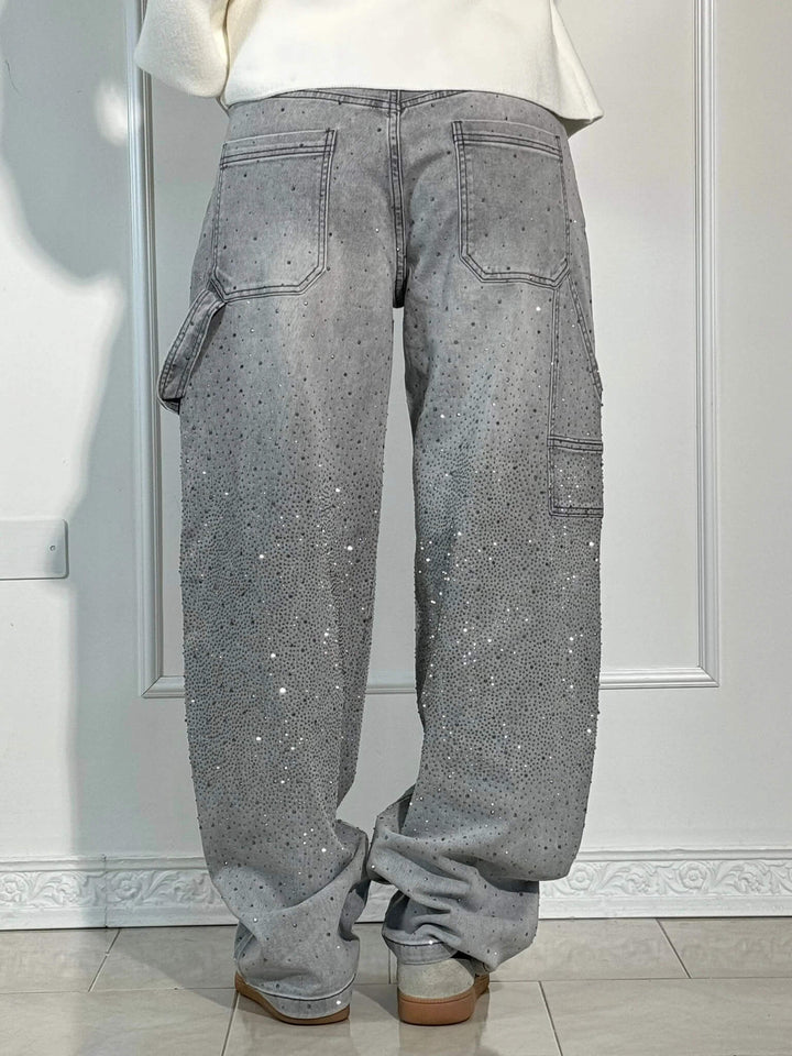 Women's High Waisted Cargo Jeans with Diamante Detail - photo 15