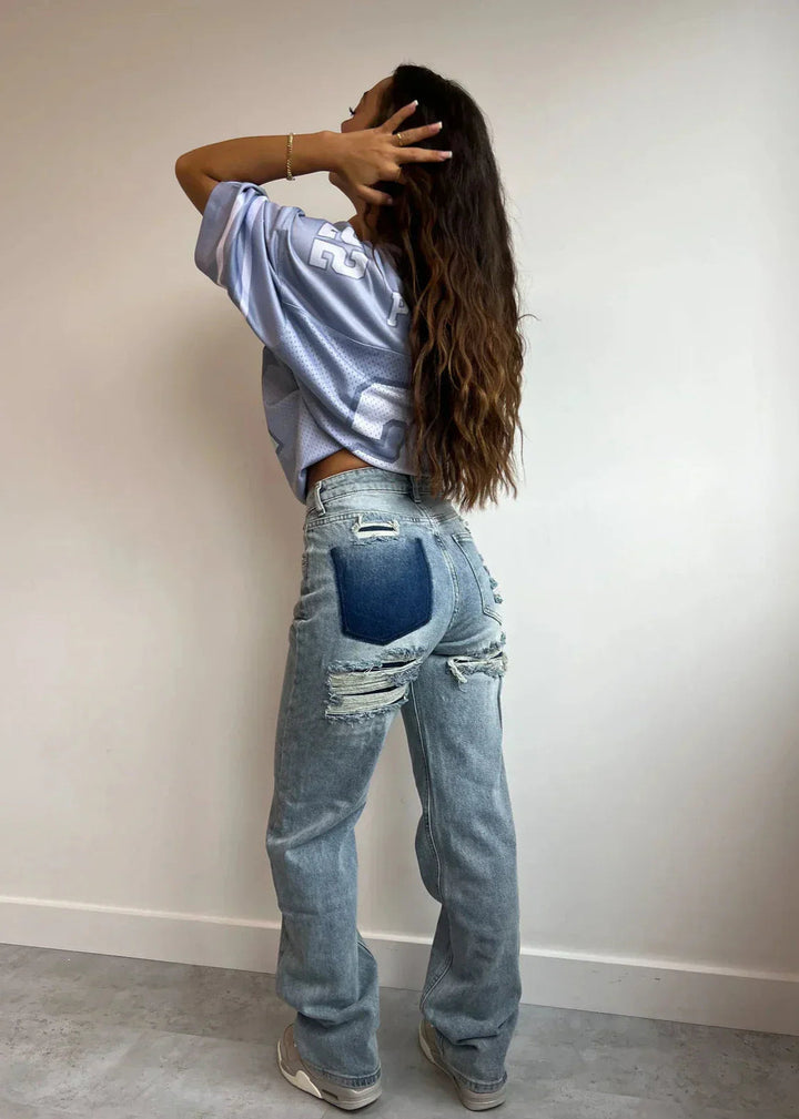 Women's High Waisted Wide Leg Ripped Jeans - photo 1