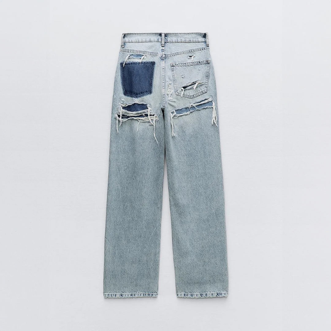 Women's High Waisted Wide Leg Ripped Jeans - photo 3