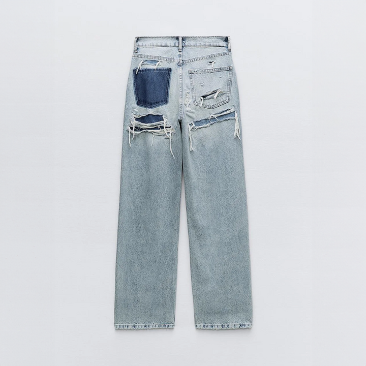 Women's High Waisted Wide Leg Ripped Jeans - photo 3