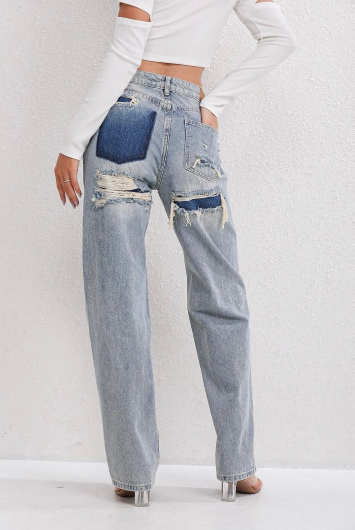 Women's High Waisted Wide Leg Ripped Jeans - photo 6