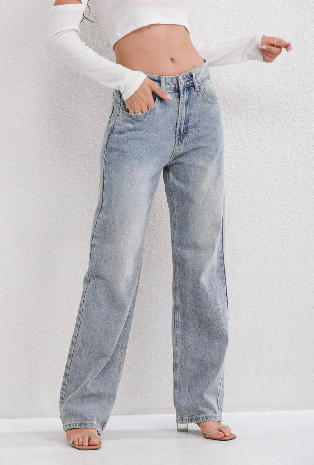 Women's High Waisted Wide Leg Ripped Jeans - photo 7