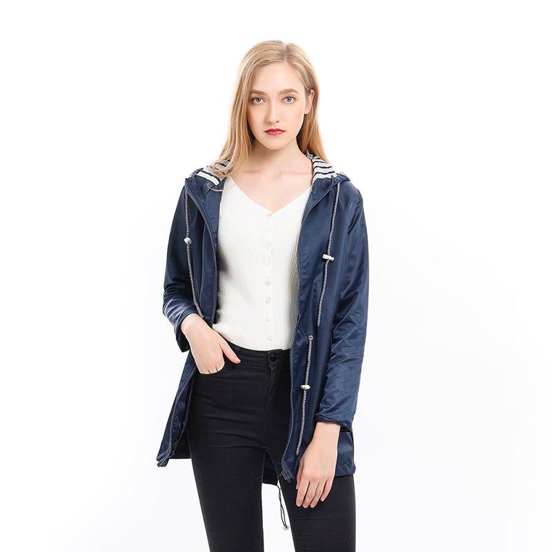 Women's Hooded Drawstring Zip-Up Utility Coat - photo 2
