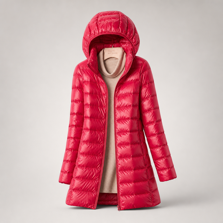 Women's Hooded Quilted Coat - Fuchsia