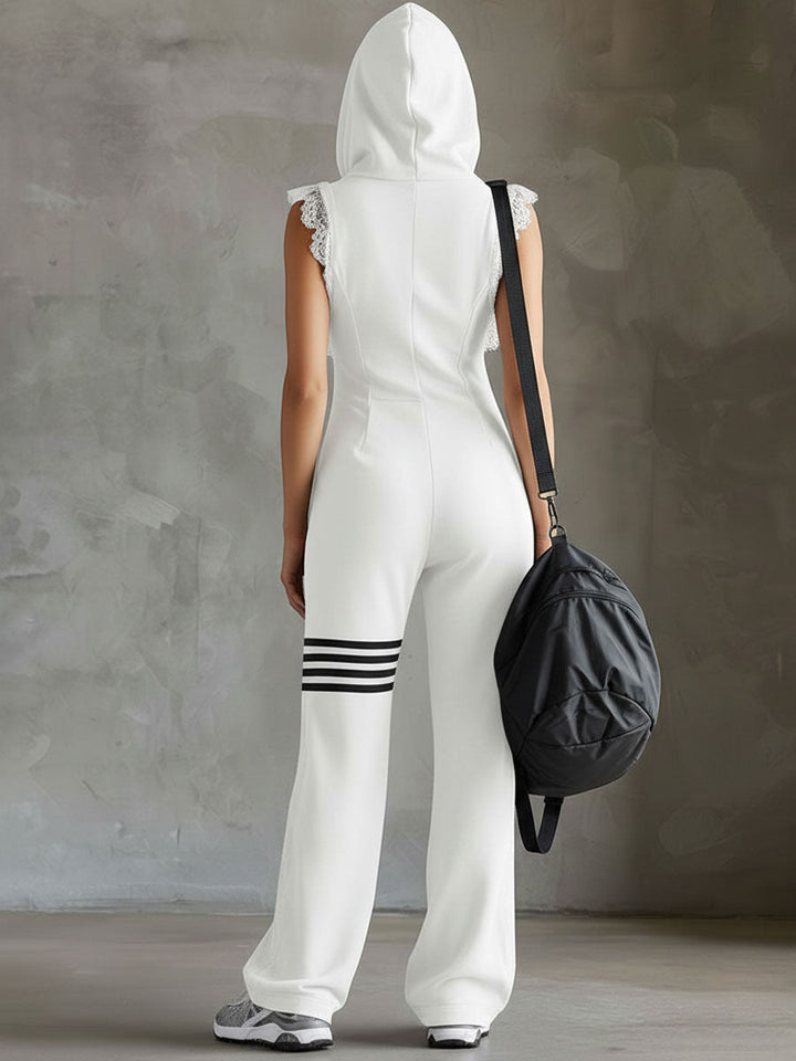Women's Hooded Sleeveless Jumpsuit with a Zip – view 6