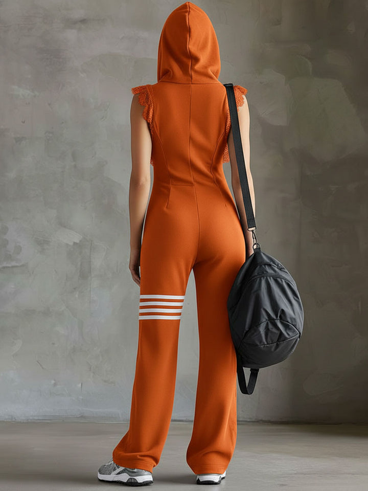 Women's Hooded Sleeveless Jumpsuit with a Zip – view 8
