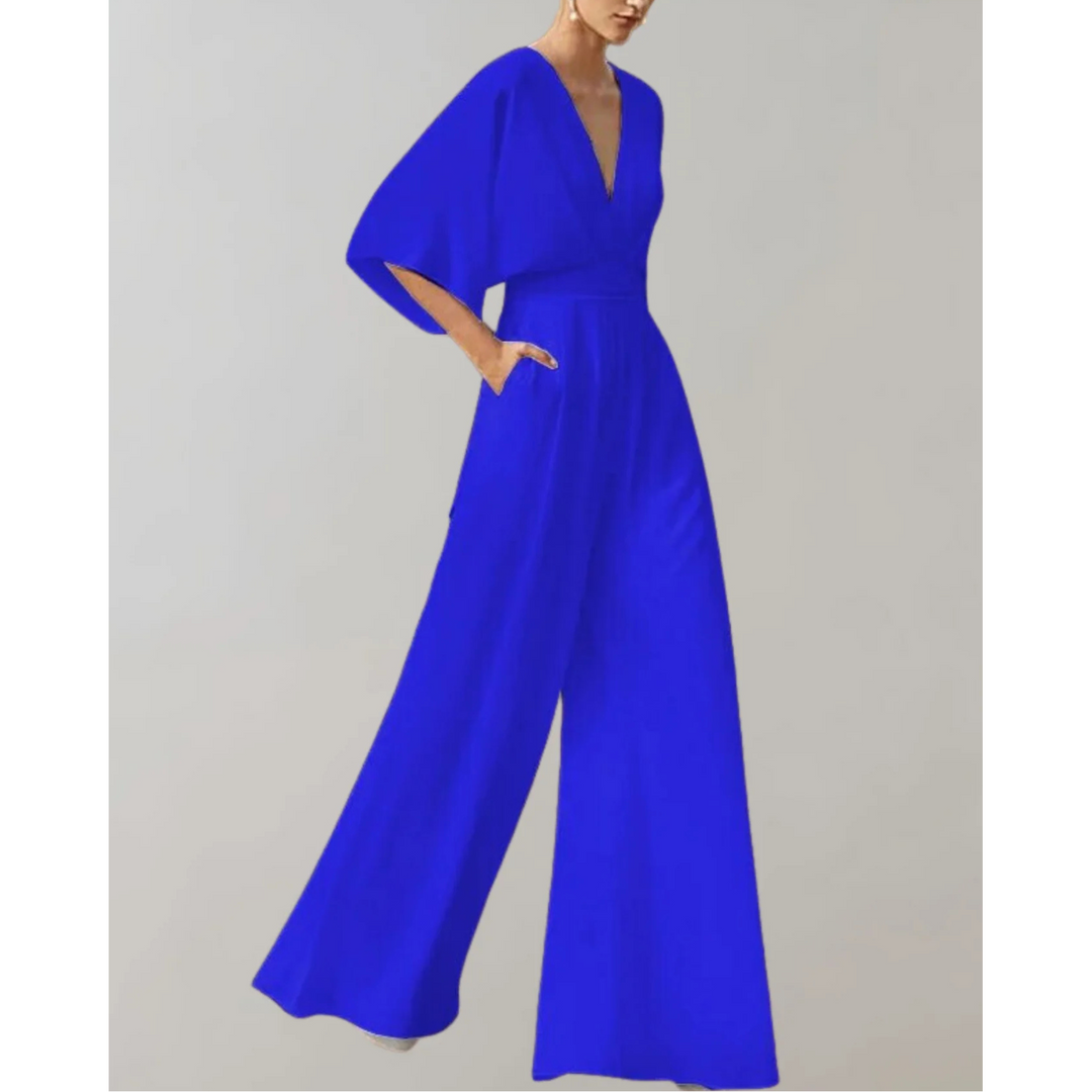 Women's Wide Jumpsuit with a V Neck