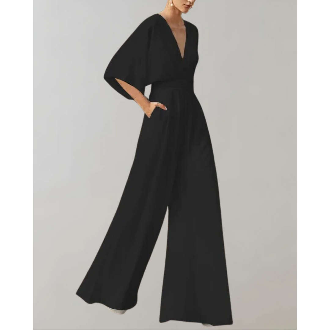 Women's Wide Jumpsuit with a V Neck