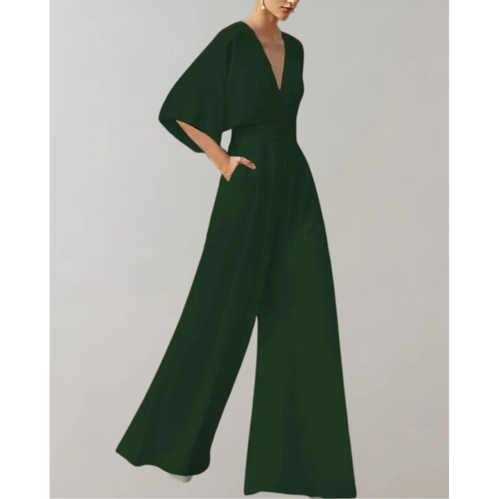 Women's Wide Jumpsuit with a V Neck