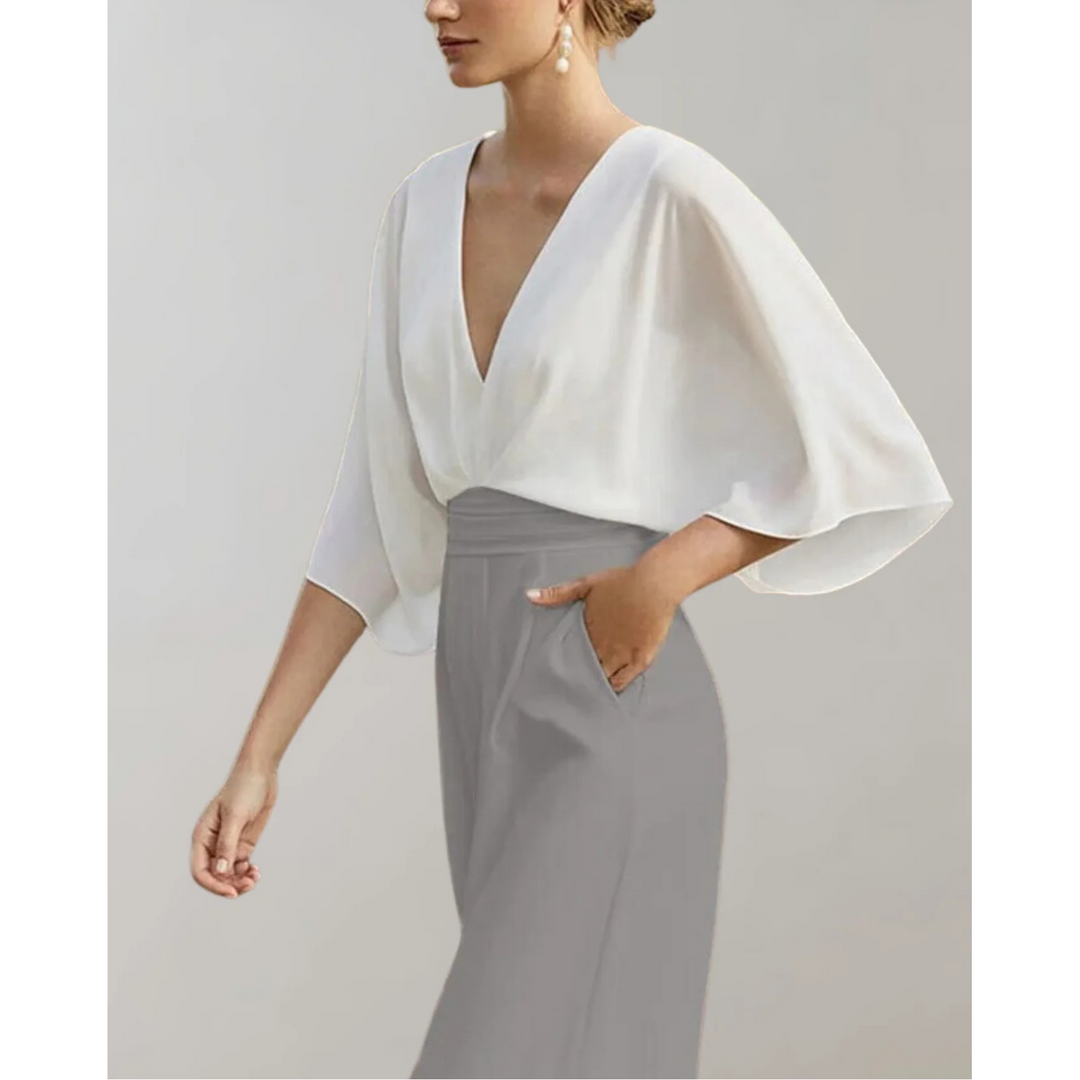 Women's Wide Jumpsuit with a V Neck