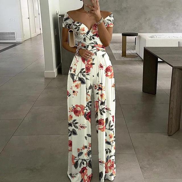Women's Lightweight Flowing Jumpsuit with Off-Shoulder Detail