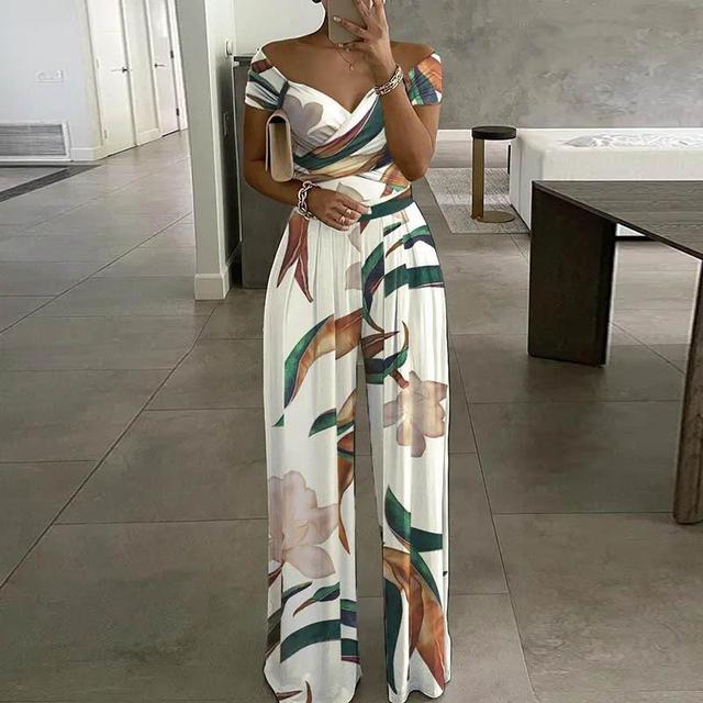 Women's Lightweight Flowing Jumpsuit with Off-Shoulder Detail