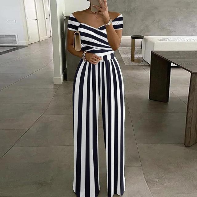 Women's Lightweight Flowing Jumpsuit with Off-Shoulder Detail