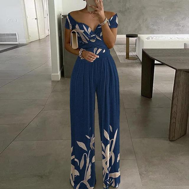 Women's Lightweight Flowing Jumpsuit with Off-Shoulder Detail