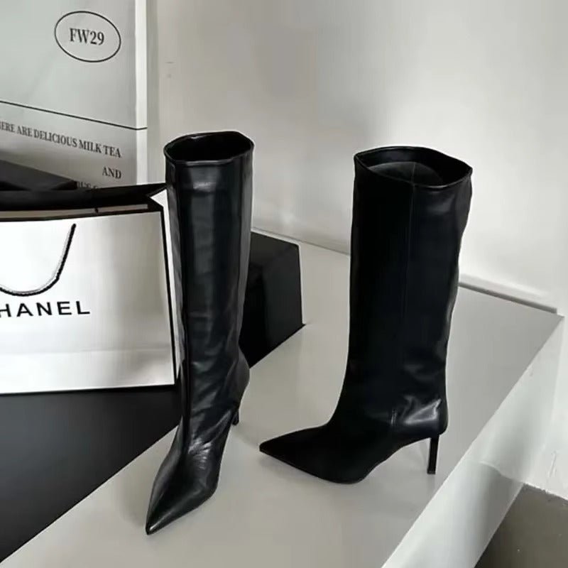 Hazel – dámské kozačky ke kolenům se špičatou špičkou