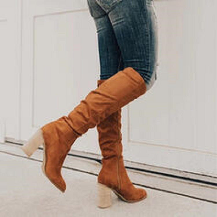 Women's Knee High Boots with Block Heel - photo 2