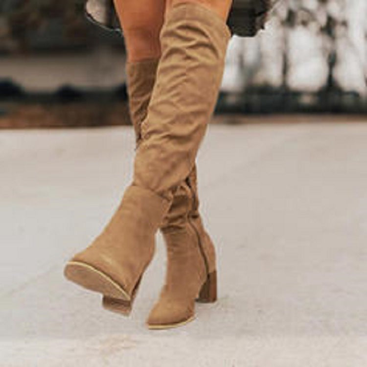 Women's Knee High Boots with Block Heel - photo 3