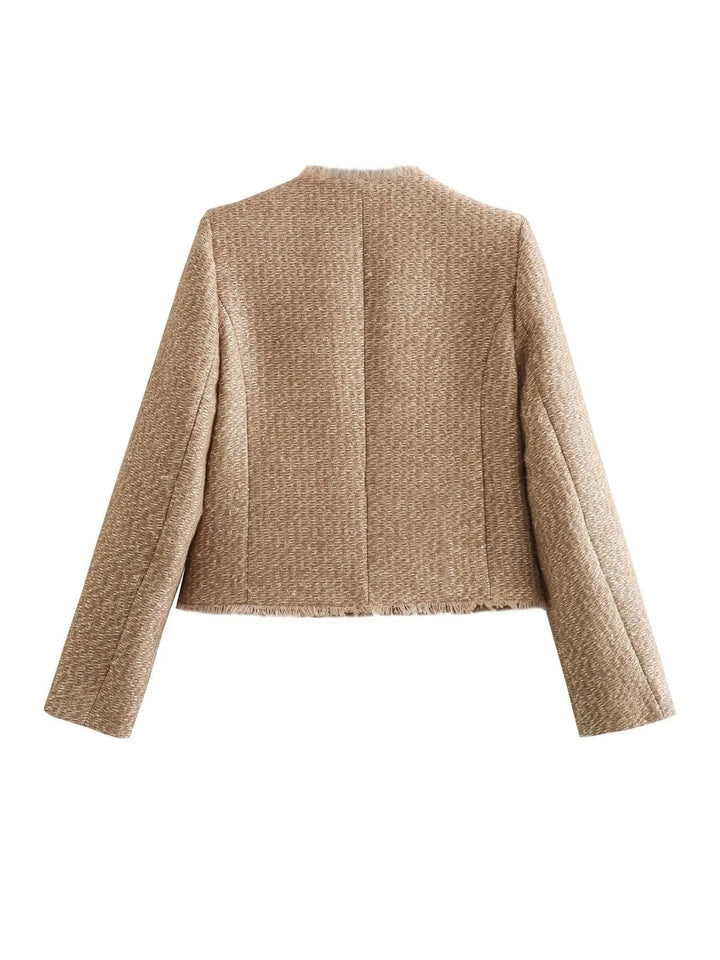 Women's Knit Blazer with Button Front and Long Sleeves - photo 3