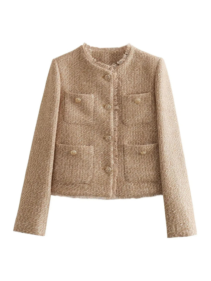Women's Knit Blazer with Button Front and Long Sleeves - photo 5