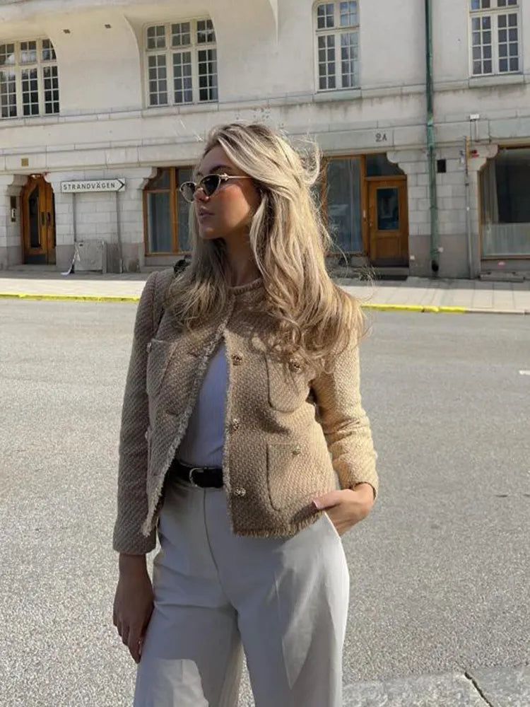 Women's Knit Blazer with Button Front and Long Sleeves - photo 6